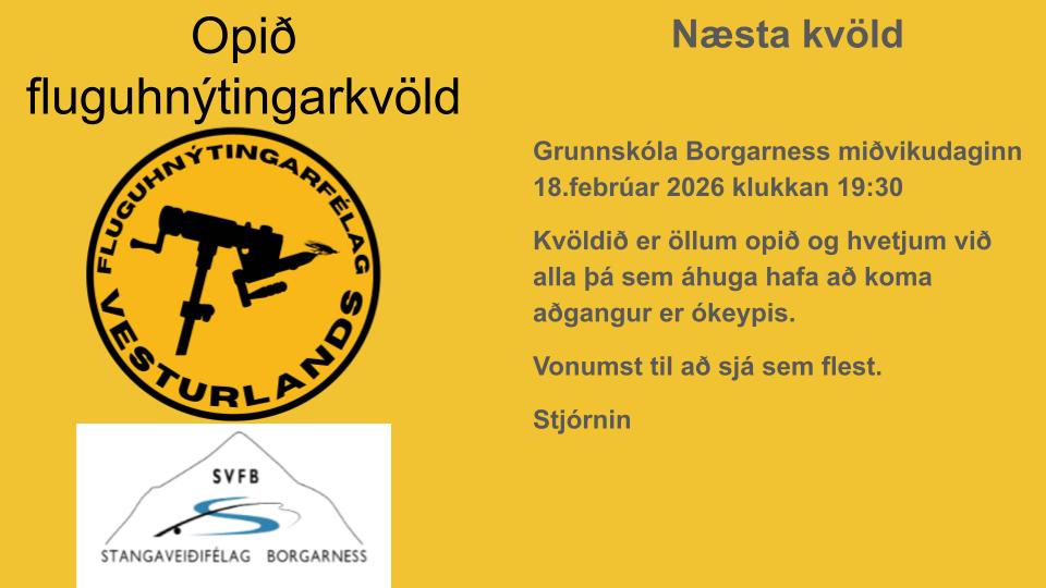 Fluguhnýtingarkvöld í Boragrnesi 18.2.2026